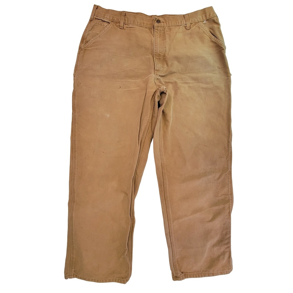 Carhartt Mens Relaxed Fit Work Pants Tan Canvas Double Knee Size 40x32